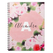 Mooie, artistieke Waterverf roze rozen met naam Notitieboek (Voorkant)
