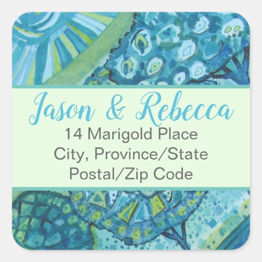 Mooie Artsy Bomen Adreslabel (20) Vierkante Sticker (Voorkant)