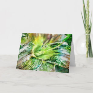Mooie Artsy Lily Flower in Green Art Note Kaart