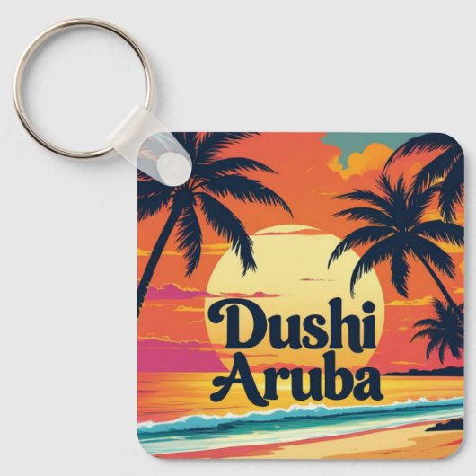 mooie aruba zonsondergang sleutelhanger (Voorkant)