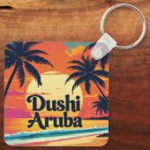 mooie aruba zonsondergang sleutelhanger (Achterkant)