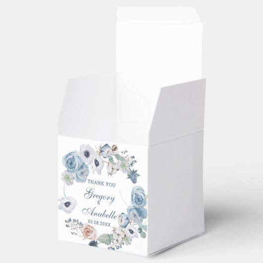 Mooie Asblauwe bloemenbruiloft Bedankdoosjes (Geopend)