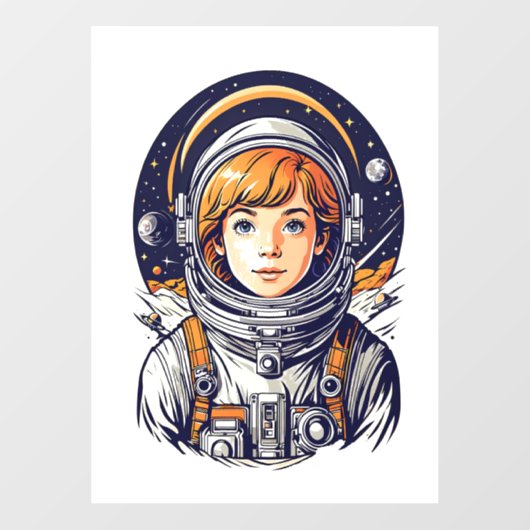 Mooie astronaut in de ruimte raamsticker (Vel)