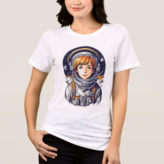 Mooie astronaut in de ruimte Tri-Blend shirt (Voorkant)
