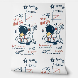 Mooie astronaut ruimte cartoon behang voor kinderk