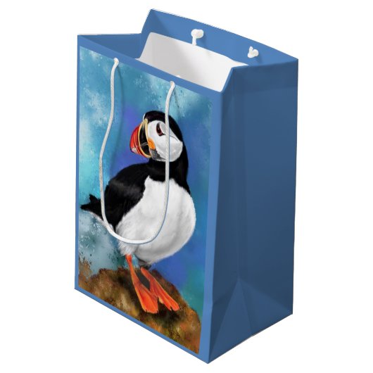 Mooie Atlantic Puffin Bird Gift Bag Medium Cadeauzakje (Achterkant Gekanteld)