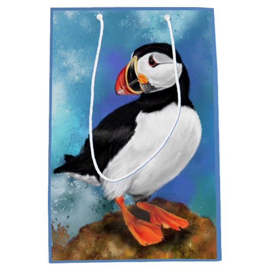 Mooie Atlantic Puffin Bird Gift Bag Medium Cadeauzakje (Voorkant)