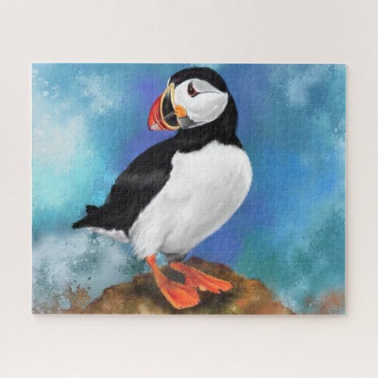 Mooie Atlantic Puffin Bird Painting Migned - Legpuzzel (Horizontaal)