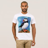 Mooie Atlantic Puffin Bird Painting Migned - T-shirt (Voorkant volledig)