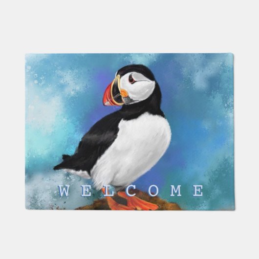 Mooie Atlantic Puffin Deurmat Welkom (Voorkant)
