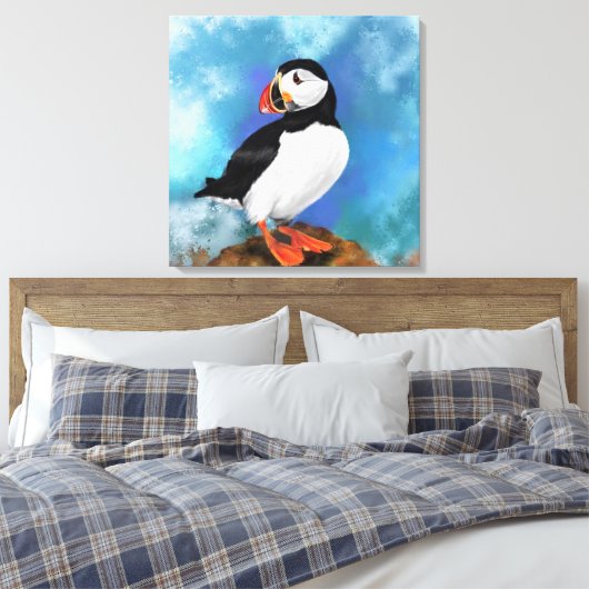 Mooie Atlantische papegaaiduiker Canvas Print (Insitu (Slaapkamer))