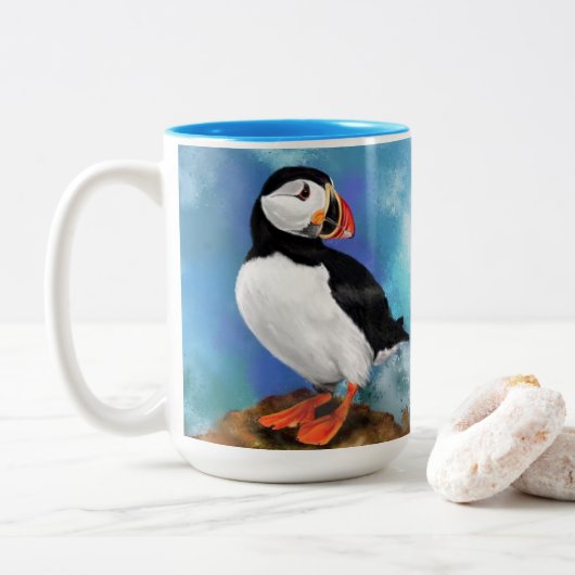 Mooie Atlantische Puffin Bird Coffee Mok (Met donut)