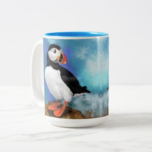 Mooie Atlantische Puffin Bird Coffee Mok (Voorkant links)