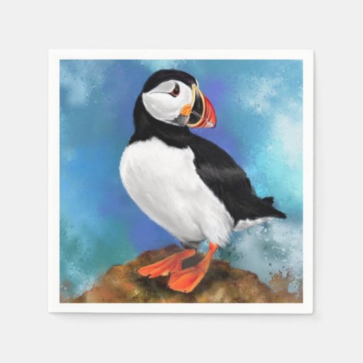 Mooie Atlantische Puffin Bird Napkins Servet (Voorkant)
