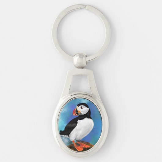 Mooie Atlantische Puffin Bird Sleutelhanger (Voorkant)