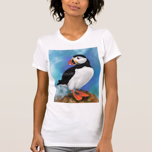 Mooie Atlantische Puffin Bird T-Shirt (Voorkant)