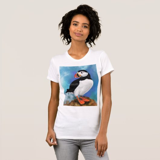 Mooie Atlantische Puffin Bird T-Shirt (Voorkant volledig)