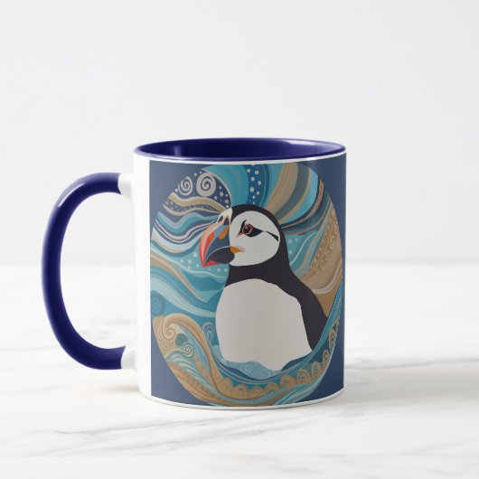 Mooie Atlantische Puffin Ocean Waves Mok (Links)