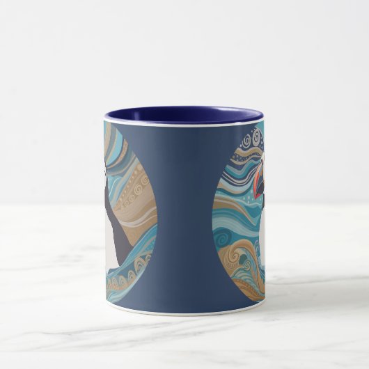 Mooie Atlantische Puffin Ocean Waves Mok (Midden)