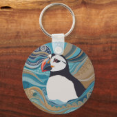 Mooie Atlantische Puffin Ocean Waves Sleutelhanger (Voorkant)