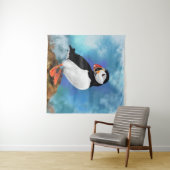 Mooie Atlantische puffin-vogelschilderende tapijte Wandkleed (In Situ (horizontaal))