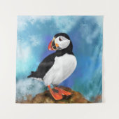 Mooie Atlantische puffin-vogelschilderende tapijte Wandkleed (Voorkant)