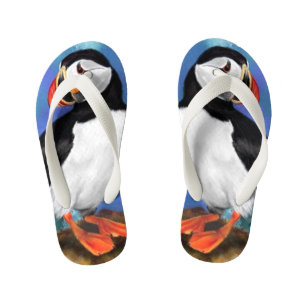 Mooie Atlantische puffin-vogelschilderkunst Kinder Teenslippers