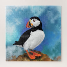 Mooie Atlantische puffin-vogelschilderkunst