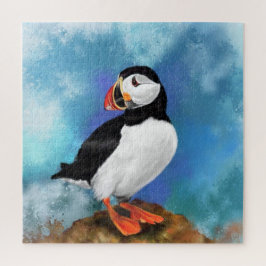 Mooie Atlantische puffin-vogelschilderkunst Legpuzzel