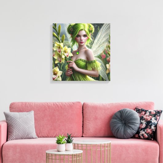Mooie August Fairy in Gladioli Canvas Afdruk (Insitu (Woonkamer))