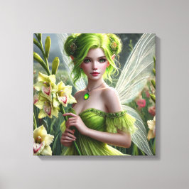 Mooie August Fairy in Gladioli Canvas Afdruk