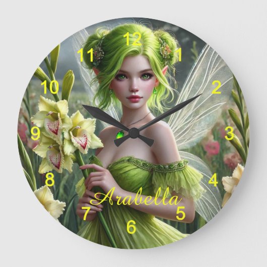 Mooie August Fairy in Gladioli Grote Klok (Voorkant)