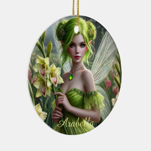 Mooie August Fairy in Gladioli Keramisch Ornament (Rechts)
