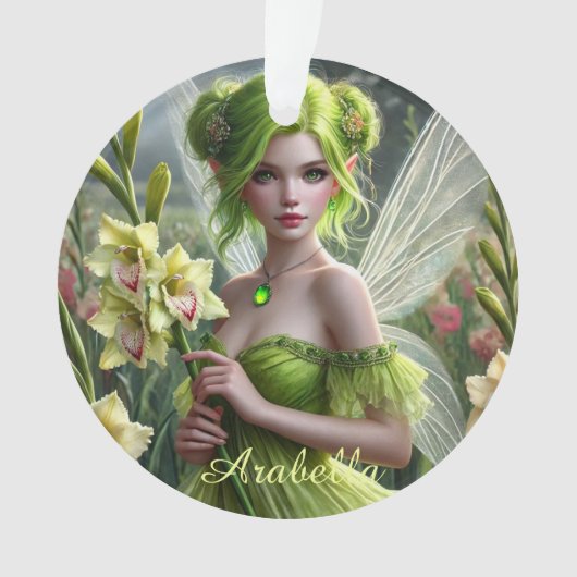 Mooie August Fairy in Gladioli Ornament (voorkant)