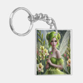 Mooie August Fairy in Gladioli Sleutelhanger (Voorkant Links)