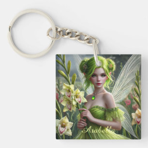 Mooie August Fairy in Gladioli Sleutelhanger