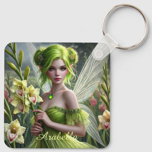 Mooie August Fairy in Gladioli Sleutelhanger (Achterkant)