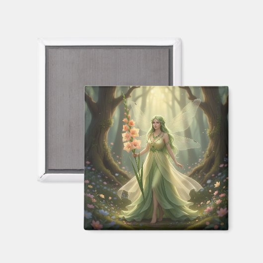 Mooie August Peridot Fairy Magneet (Voorkant / Achterkant)