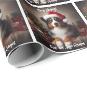 Mooie Australische Herder met Santa Hat Cadeaupapier (Rol Hoek)