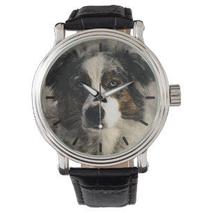 Mooie Australische Shepard Custom gepersonaliseerd Horloge