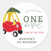 Mooie Auto Vakantie Onederful Verjaardags Cadeautj Ronde Sticker (Voorkant)