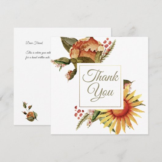 Mooie Autumn Floral Bedankkaart (Voorkant / Achterkant)