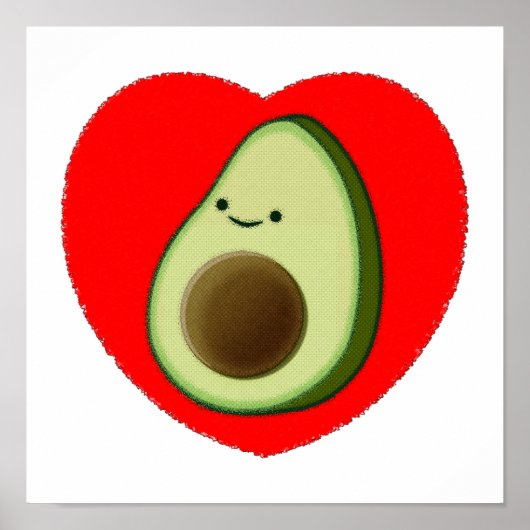Mooie Avocado In Rode Hart Poster (Voorkant)