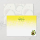 Mooie Avocadotekening Gepersonaliseerd Monogram Notitiekaartje (Voorkant / Achterkant)