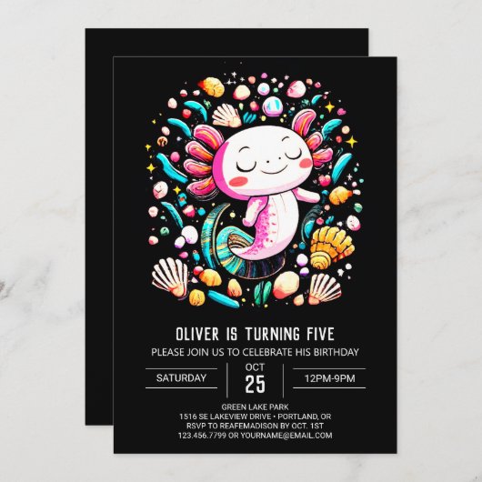 Mooie Axolotl Aquarel Verjaardag Kaart (Voorkant / Achterkant)