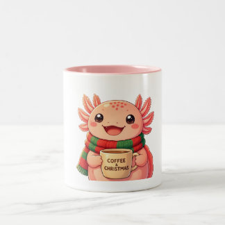 Mooie Axolotl Kerst Koffiemok Tweekleurige Koffiemok