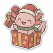 Mooie Axolotl Kerstcadeau Sticker (Voorkant)