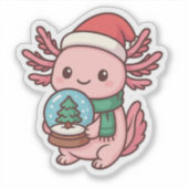 Mooie Axolotl Sneeuwbol Sticker (Voorkant)