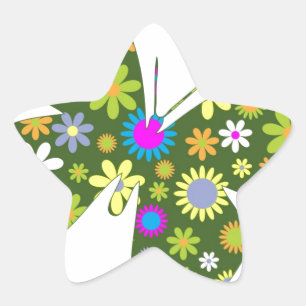 Mooie Aziza vlindervleugel grillige bloesems Ster Sticker