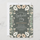 Mooie B&W Bloemen Groen Afstuderen Fotofeest Kaart (Achterkant)